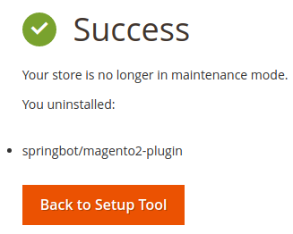 Magento2 Web Setup Wizard Uninstall Success